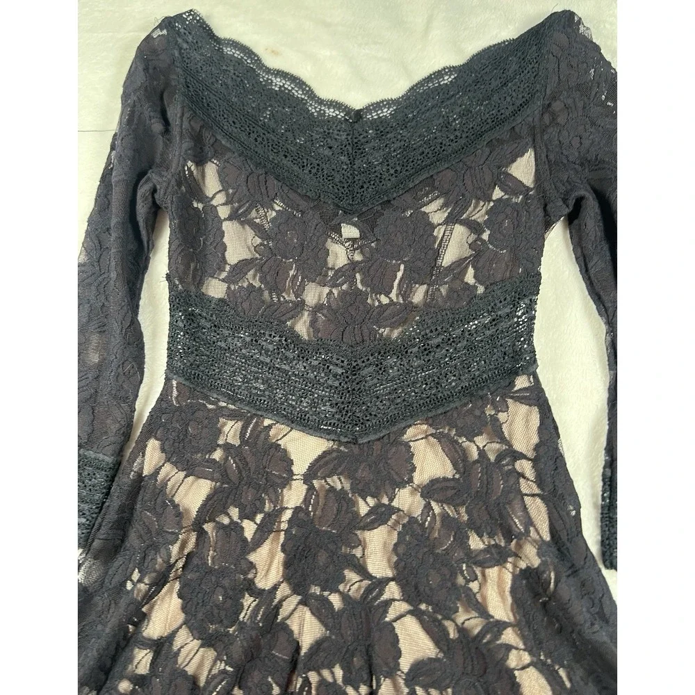 Free People‎ Lacey Affair Lace Cutout Mini Dress in Black Size XS RETAIL $168